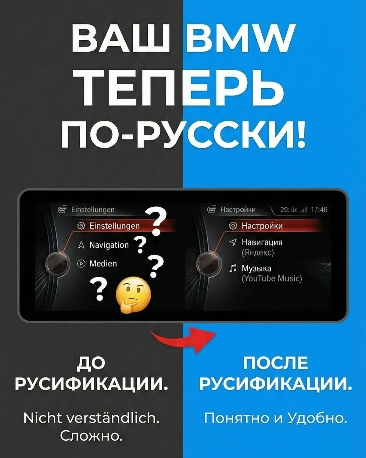 Русификация BMW: меню, навигация, CarPlay и скрытые функции